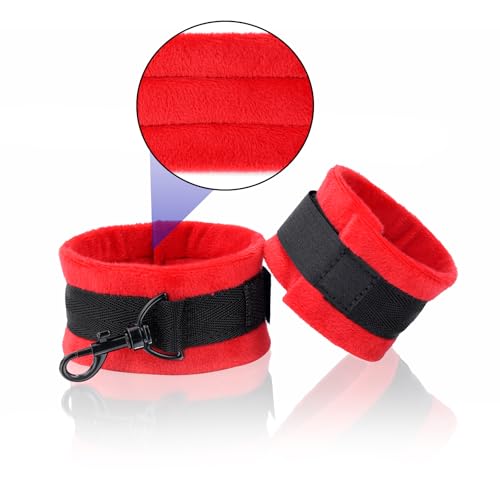 Spreader Bar Heavy Duty Stainless Steel Expandable Bar Home Gym with 4pcs Furry Crocodile Adjustable Strap,Sports Aid Training Pilates Aid Kit,Indoor Yoga Set - style: Black+Red Furry Kit