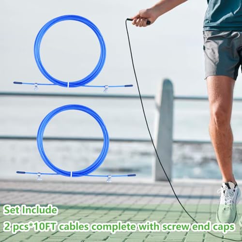 Replacement Cable Cord for Speed Jump Rope, 10FT Stainless Steel Cable Wire,Wire Replacement Jump Rope Speed Cable Accessory for Fast Speed Jump Ropes - color: Blue