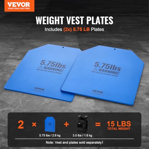 VEVOR Curved Weight Vest Plates, 5.75/8.75/14.5 LB Pairs, Premium Steel Tactical Weighted Plates for Vest, Ergonomic Design, for Strength Endurance Training, Running, Jogging, Fitness, Heavy Workouts
