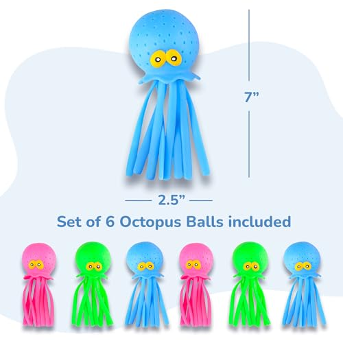 ArtCreativity Octopus Water Balls (Pack of 6), Pool Toys for Toddlers 3-5, Sensory Stress Relief Toy for Kids, Beach Water Toys & Swimming Toy for Toddlers, Cute Goodie Bag Fillers for Boys & Girls - size: 6 Octopus Balls