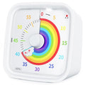 Yunbaoit Rainbow Visual Timer for Kids, 60-min Countdown Timer, White | Protective Case, No Ticking, Mute and Ringing Alarm Available, Time Management Tool, Low Power Reminder, for Study,Game,Work - color: White Rainbow
