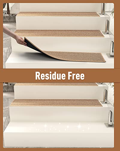 PADOOR Non Slip Stair-Treads, Rubber Backing Stair-Runners for Wooden Steps, 1PCS Residue Free Carpet Stair Treads for Kids and Dogs 8"x30" Beige - size: 1PC, style: Beige