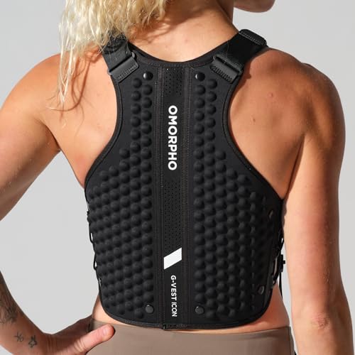 OMORPHO Women’s G-Vest Icon, 6 lb (up to 12 lb with optional G-Pack, sold separately), low-profile, fully adjustable comfort fit for hiking, walking, running, and training. - color: Black, size: S-M