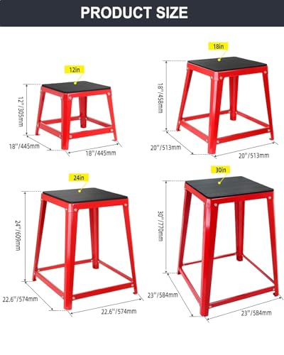 Plyometric Jump Box, 12-18-24-30 Inch Exercise Step Platform for Box Jumps, Home Gym, Anti-Slip Plyo Box Set, Workout Step Up Box, Fitness Jump Platform for Strength Training, Conditioning