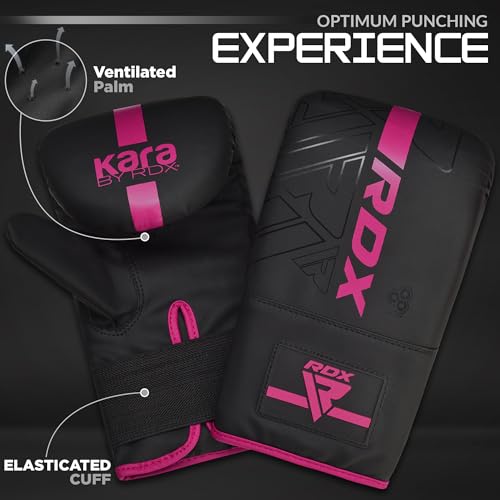 RDX Boxing Pads and Bag Gloves Set, Maya Hide Leather Kara Hook and Jab Training Pads, Curved Focus Mitts for MMA, Muay Thai, Kickboxing Coaching, Martial Arts, Punching Hand Target Strike Shield - color: PINK