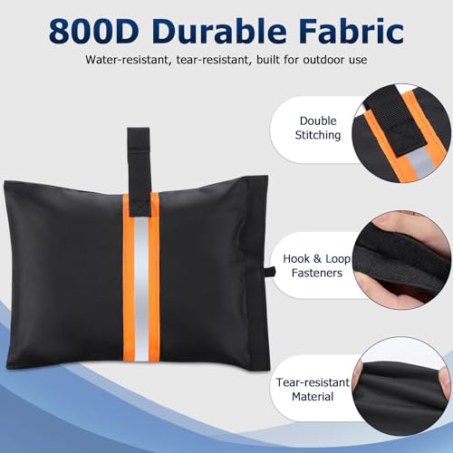 TOBWOLF 4Pack Reflective Boat Cover Sand Bags, Windproof 600D Marine Oxford | Tear-Resistent, Sandbag Mooring Kit, Tarp Clip to Keep Boat Cover On, Fits for Boat, Trailer, RV Cover & Outdoor Tarp Weights - color: 4PCS - Black Reflective Boat Sandbags