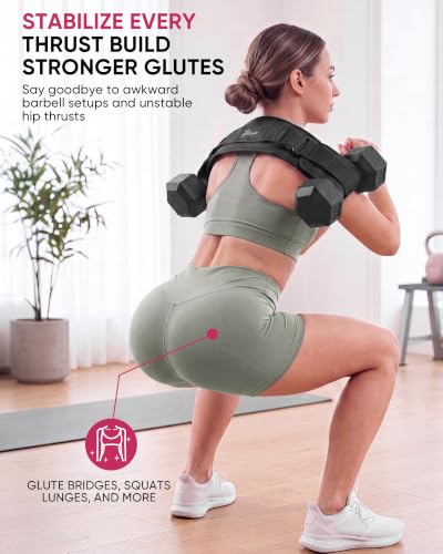 Exercise Hip Thrust Belt - Dumbbell Hip Thrust Belt, Thicken & Widen, Comfortable for Dumbbells, Kettlebells or Plates, Slip Padding, Gym or Home Workouts - color: deep black