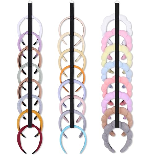 3 PCS Headband Holder Organizer for Girl,Hanging Hairband Storage for Women,Black Hair Hoop Display Hair Accessories Organizer Bedroom College Dorm Decor - color: Black-3pcs