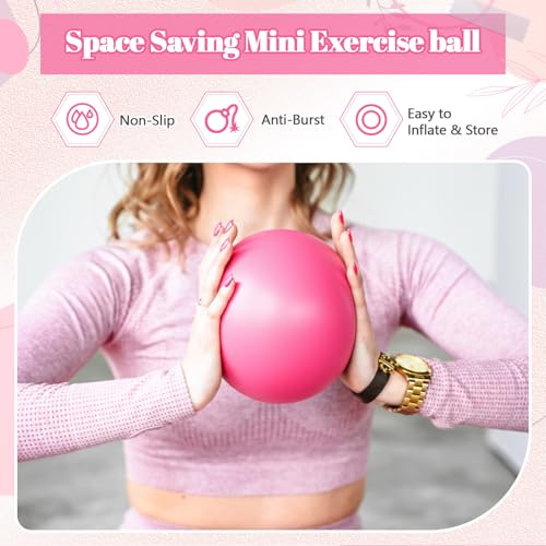 Sotiff 20 Pcs 9 Inch Pilates Ball Bulk Exercise Pilates Ball Mini Yoga Balls Therapy Core for Stability Barre Training Stretching Physical Posture Training Gym Workout with Inflation Tube - color: Pink