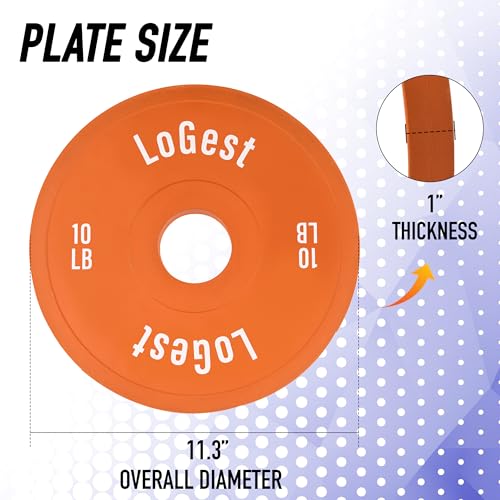 Logest Change Weight Plates 0.50LB 1.25LB 2.5LB 5LB Set Weight Plates for Olympic Bars Perfect for Strength Training Weight Plates Exercise Balance Increase Fractional Plate Olympic Bumper Plates - color: Orange - 10 LB Pair