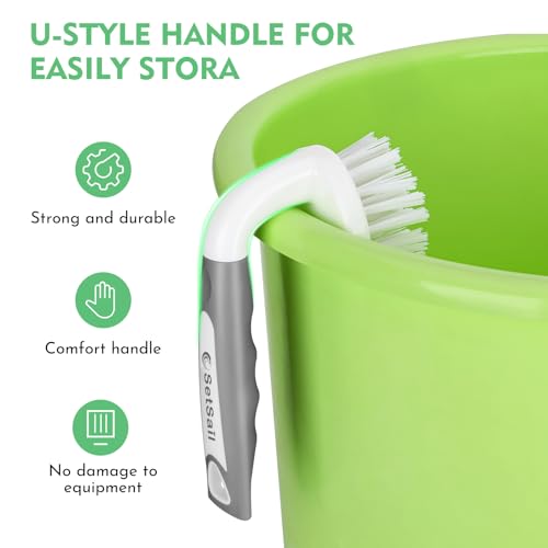 SetSail Scrub Brush, Heavy-Duty Scrub Brushes for Cleaning Grey White | Heavy-Duty Scrub Brushes for Cleaning Shower, Bathroom, Carpet, Kitchen and Bathtub Scrubber - 4 Pack - color: Grey White, size: 4-pack