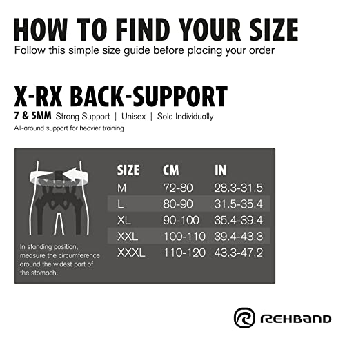 Rehband X-RX Back Support, Heavy weightlifting support 7mm neoprene, 2-in-1 back support with integrated lifting belt for heavy weight lifting workouts - size: XL