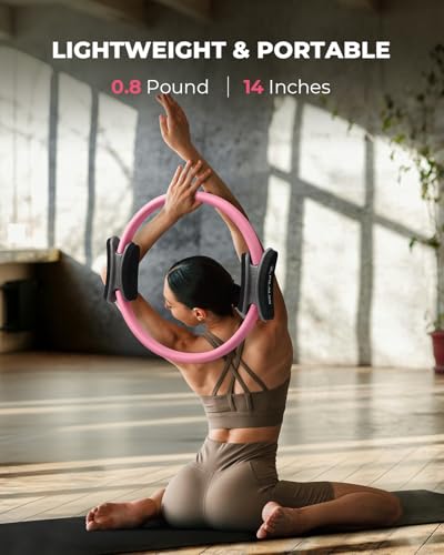 Pilates Ring Set - Studio-Grade Anti-Deformation Pilates Kit - Pilates Equipment for Home Workout - 14'' Pilates Ring, Pilates Ball, 2 Dumbbells, 5 Resistance Bands for Toning Arms, Thighs