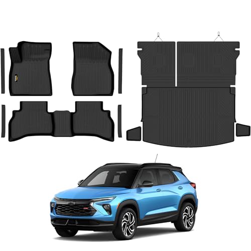 Floor Mats Custom Fit for Chevy Trailblazer AWD 2021-2025 2026 Trunk Mat with Backrest Mat All Weather TPE Cargo Liner Full Set for Chevrolet Trailblazer Accessories,Black (Upper Cargo Floor Mat - size: For Chevy Trailblazer AWD 2021-2026