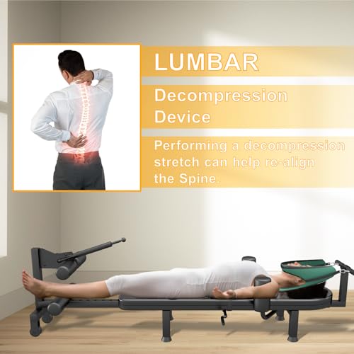 Home Lumbar Traction Table, Portable Massage Cervical & Lumbar Stretcher Bed, Full Body Traction Bed for Tension Relief and Back Decompression (Black)