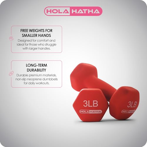 HolaHatha 1, 2 and 3 lb Neoprene Dumbbell Strength Training Weight Set with Rack - color: Blue/Red, size: 32 LB