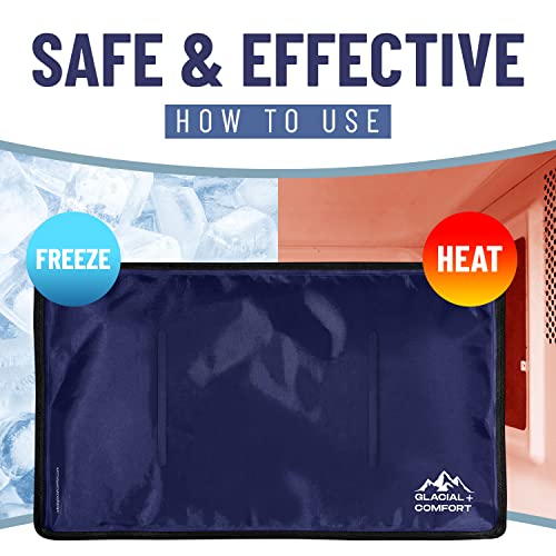 Glacial Comfort Gel Ice Pack for Back Pain - (21''x13'') Reusable Cold Pads Hip, Knee, Shoulder Injuries, Muscle Strains, Migraine & Postpartum Recovery with Flex Technology Compression Pad, Blue - size: X-Large (21" x 13")