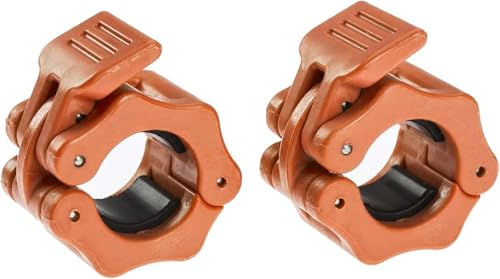 1 Inch Barbell Clamps - Quick Release Pair of Locking 1'' Diameter Standard Bar Weight Plates Collar Clips for Workout Weightlifting Fitness Training Bodybuilding (Orange)