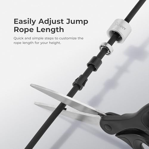 Sunny Health & Fitness Exercise Jump Rope for Home Gym Workouts | Adjustable Rope, Portable, Balance & Hand Coordination Exercises, Vertical Jump, High Intensity Cardio Workouts