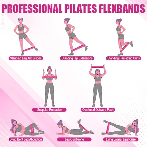 Seenelling 36 Pcs Fabric Resistance Bands for Working Out Non Slip Stretch Exercise Bands Bulk for Women Men Home Gym, Pilates, Yoga, Booty, Leg Training - color: Rose Pink, style: Heavy Resistance