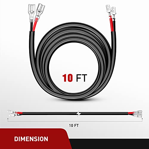 Nilight LED Light Bar Wiring Harness 2 PCS 12 AWG Extension Kit 10 Feet for Off Road Work Lights Driving Fog Boat Lighting - size: 12AWG -10FT 2Pcs