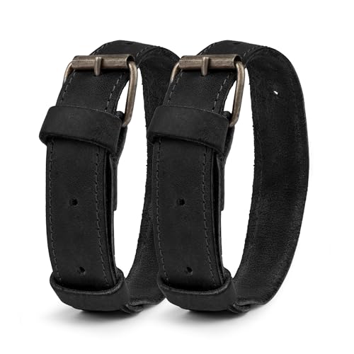 Hide & Drink, Set of 2 Rustic Bicycle Ankle Bands, Brass Metal Buckle, Adjustable Straps for Legs, Classic Vintage Gifts for Cyclists, Full Grain Leather, Handmade - color: Charcoal Black