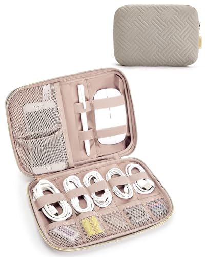 BAGSMART Electronics Organizer Travel Case, Cable SD Card Phone Accessories Organizer Bag for Women Travel Essentials, Warm Grey - color: F-Warm Grey