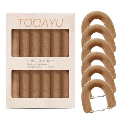 Heatless Curls Overnight Hair Care Set - Jumbo Velvet Hair Curlers | No Heat Hair Rollers for Women, Comfortable Sleep-In Hair Rollers with Satin Scarf, No Heat Damage Curling Rods for All Hair - color: Kahki-6PCS