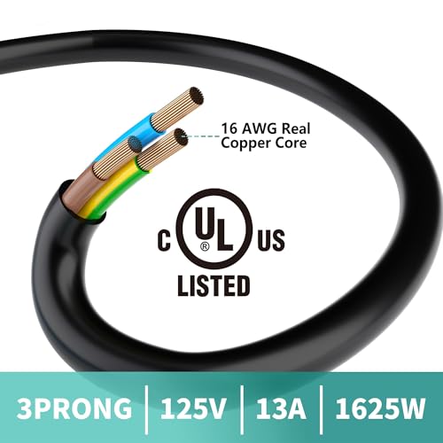 2 Way Power Cord Splitter Cable 3 Ft-3 Prong 1 to 2 Extension Cord-Outlet Saver-Elecan Male to Female Y Splitter Power Extension Cable Strip–UL Certified SJTW 16 Gauge 13 A/125 V–Black - size: 3FT