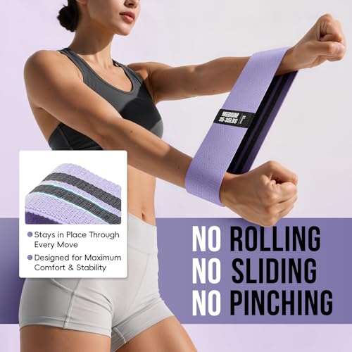 Fabric Resistance Band Set with Exercise Guide, 3 Levels for Hip and Glute | For women and men; 3 resistance levels with an exercise guide for legs, squats, yoga, fitness, and physical therapy - color: Morandi Colors - green, purple, pink