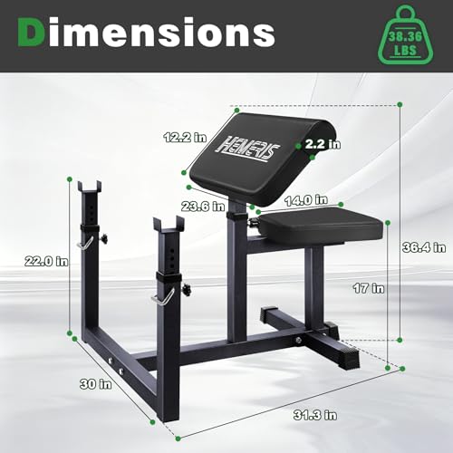 Preacher Curl Bench, Max Load 450 LBS Strength Training Bench Home Gym Bench Fitness Equipment,6-Level Seated Barbell Dumbbell Bicep Curl Machine Weight Bench - color: Black