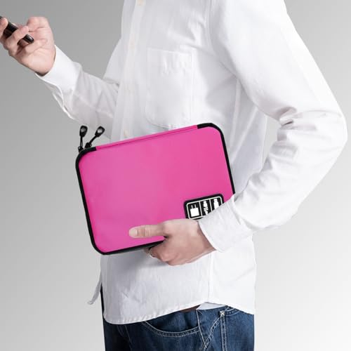 Lcsmaokin Electronics Travel Organizer,Portable Waterproof Electronic Travel Storage Bag for Small Charging Cord Storage,Charger,SD Card etc,for Travel,Business-Rose Red - color: C-Rose Red-Green, size: Single Layer