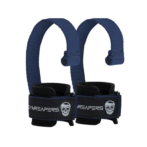 Gymreapers Weight Lifting Straps With Dowel - Wrist Straps for Weightlifting - Workout Deadlift Wrist Weights - Reinforced Stitching & Padded Fit Gym Accessories for Strength & Gym Hand Grip - color: Navy