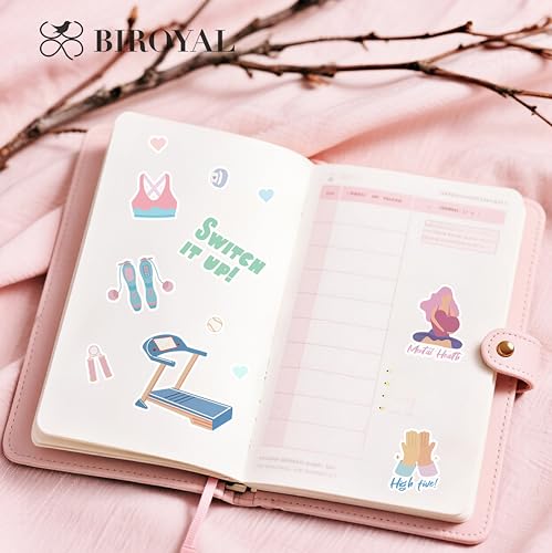 BIROYAL 12 Sheets Workout & Fitness Stickers - 1000 Wellness Health Stickers for Women - 9.5”x6.7” - Exercise Sticker for Fitness Planner, Workout Journal - Perfect for Weight Loss, Exercise Goals