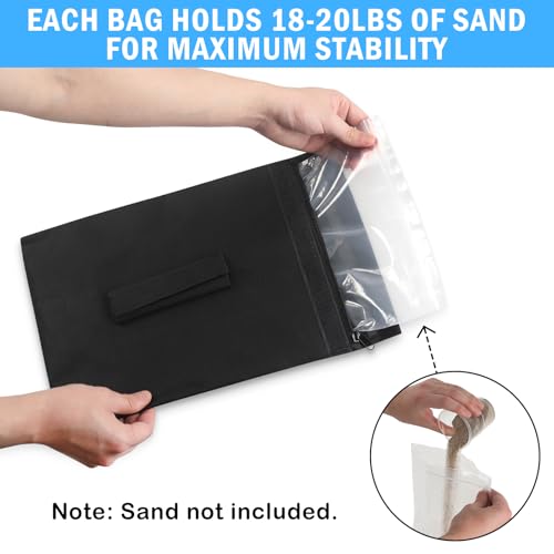 4PCS Sports Net Sandbags, All Sport Sandbags, Weighted Anchors | for Baseball Nets, Soccer Goals, Golf Nets, Football Nets, Hockey Nets and More, Black