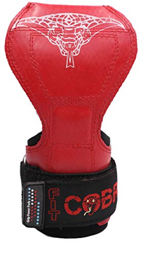 Cobra Grips Weight Lifting Gloves with Adjustable Neoprene Padded Wrist Wraps - Heavy Duty Alternative to Power Lifting Hooks for Deadlifts - color: FIT Red Rubber, size: 4.25 - 7.0"