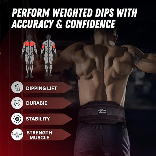 Hold weights up to 800lbs Zokani Dip Belt with Chain for Heavy Weightlifting Exercises ,Squats, deadlifts, pull Up Weight Belt, Dipping Belt, Men and Women Training Strength Dip Weightlifting Belt (Black)