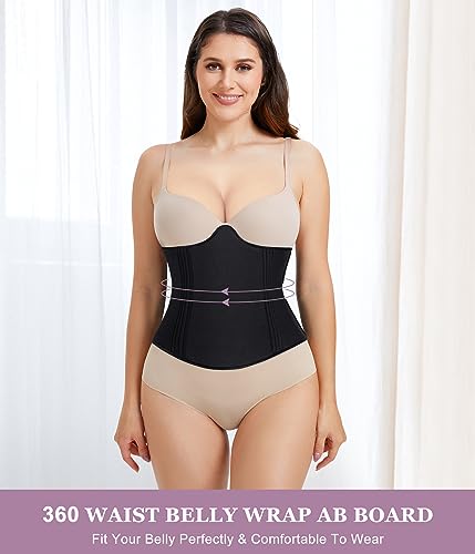 YERKOAD 360 Lipo Foam Ab Board Post Surgery Liposuction Abdominal Compression Boards Belly Wrap Lipo Recovery Waist Cincher - color: Black
