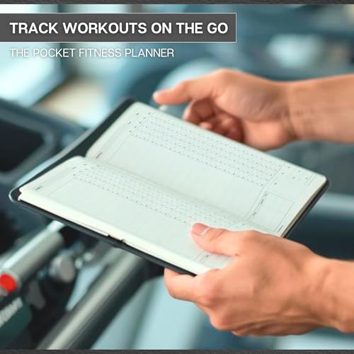 Pocket Fitness Planner A6 Gym Workout Logbook, Fitness Goals & Progress Tracker, Body Measurements & Personal Bests, Portable Exercise Planner with Gloss Water-Resistant Cover (Mono)