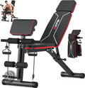 GIKPAL Adjustable Weight Bench - Workout Bench Press for Home Gym, Foldable Incline Decline Sit up Exercise Bench for Full Body Strength Training w/Leg Extension and Preacher Pad - color: Black - Glossy