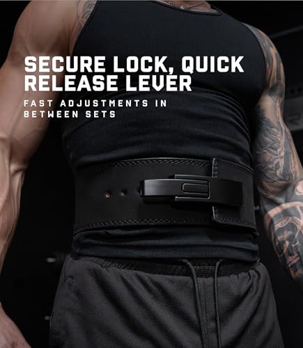 Gymreapers 10MM Lever Weightlifting Belt Leather Adjustable Heavy Duty Buckle Belt, IPF Approved for Powerlifting, Weightlifting, and Strength Training - color: Black, size: Medium (30-36")