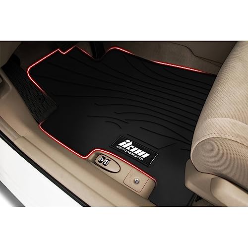 Fit 2006-2011 Honda Civic 2/4 Door Floor Mat IKON Style Latex Rubber Black | IKON MOTORSPORTS, All Weather Easy Clean Interior Car Carpets Full Set 3 Pieces - color: Black
