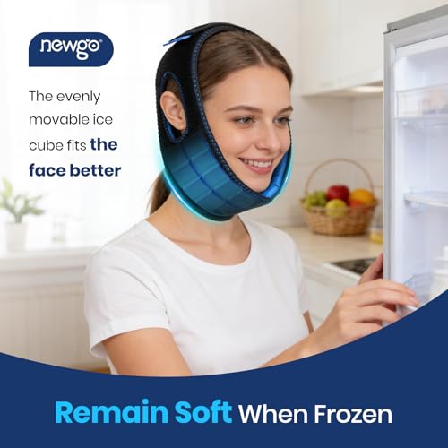 NEWGO Wisdom Teeth Pain Relief Ice Pack, 60-Min Long Lasting Cold | Face-contoured Design for Snug Fit, Soothes TMJ, Tooth Extraction Pain, Oral Surgery Recovery, and Jaw Discomfort - color: Dark Blue