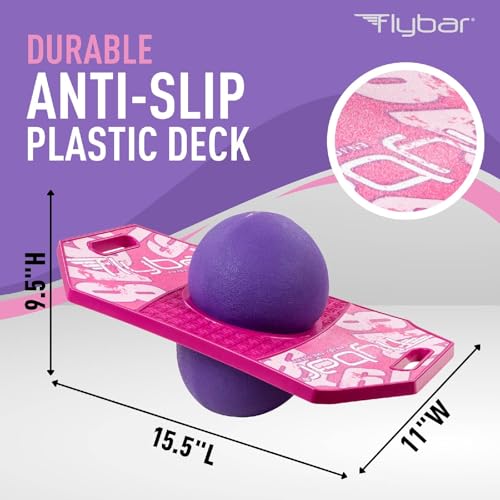 Flybar LED Pogo Trick Ball for Kids Balance Bounce Board w/Anti-Slip Deck - color: Pink Berry 2