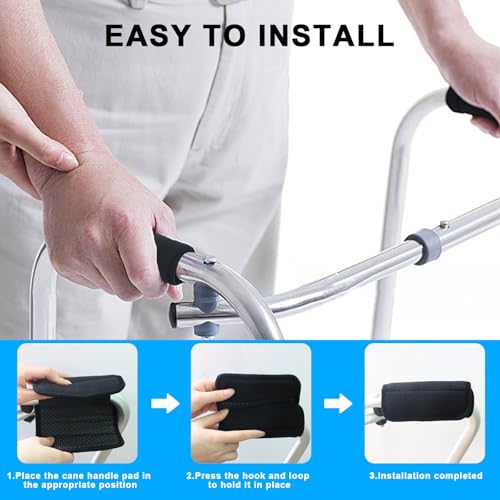 2 Pack Walker Handle Cushions Walker Grip Covers Pads Walker Padded Hand Grip Covers for Rolling Wheelchair Walker Elderly Grippers Rollator Handle - color: Black