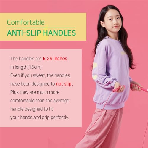 KSY Kids Jump Rope (Crystal Series) – Durable PVC Jump Rope for Kids Ages 6-12 – Lightweight, Adjustable, and Tangle-Free – Made in Korea - color: Kids Pop Pink