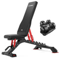FLYBIRD WB7 Weight Bench, 1300LBS Commercial Adjustable Weight Bench, Workout Bench for Home Gym, Flat Incline Bench Press Heavy Duty Bench with 34'' Extra-Long Backrest and Easy-Roll Wheels - color: Black & Grey