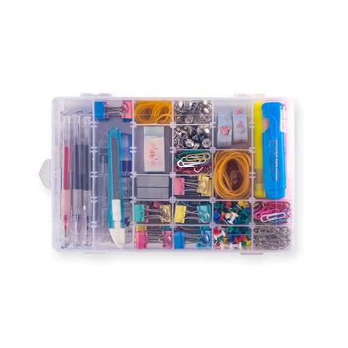 Plastic Organizer Container Box 36 Compartments Jewelry Storage Box with Adjustable Dividers (1 Pack) - color: 1 PACK
