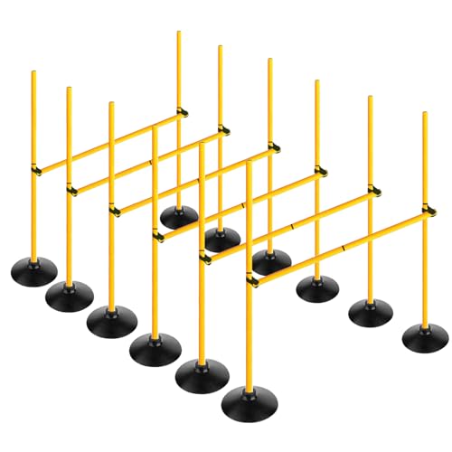 Adjustable Height Agility Hurdle Set Multi-Function Soccer Trainning Pole Set Coaching Sticks with Rubber Base - color: 3.3 FT, style: Pack of 6