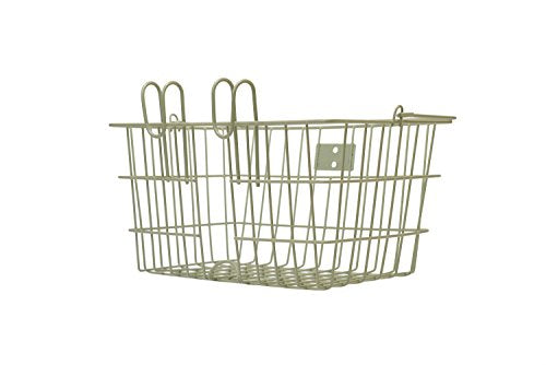 Retrospec Apollo-Lite Lift-Off Bike Basket - Detachable Steel Handlebar Basket with Carrying Handle for Commuting, Shopping & Beach Trips - 14.5in x 9.5in Weather-Resistant Biking Gear - color: Moss Green